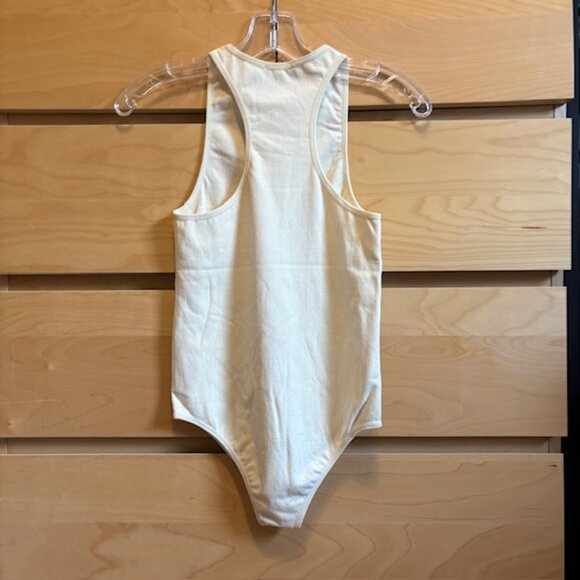 NWOT ZARA OYSTER OFF WHITE TERRY SEAMLESS BODYSUIT, SIZE: XS-S - Picture 2 of 3
